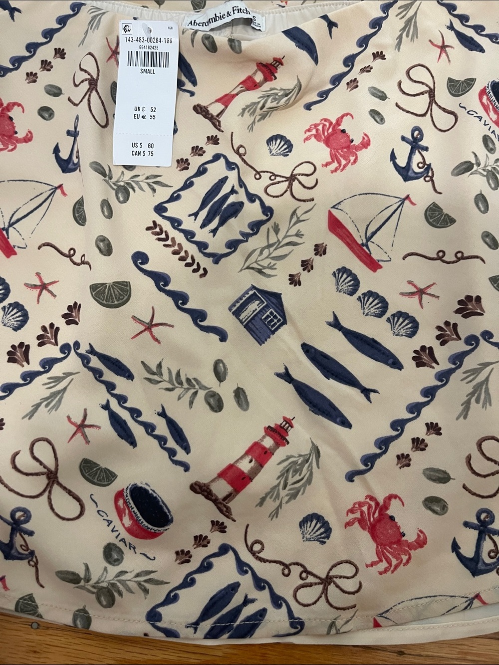 Abercrombie & Fitch Cream Nautical Print Skater Skirt with Navy & Red Accents - Picture 5 of 7